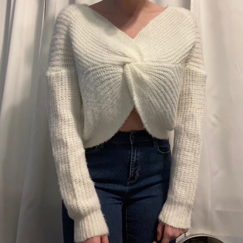 White cropped sweater